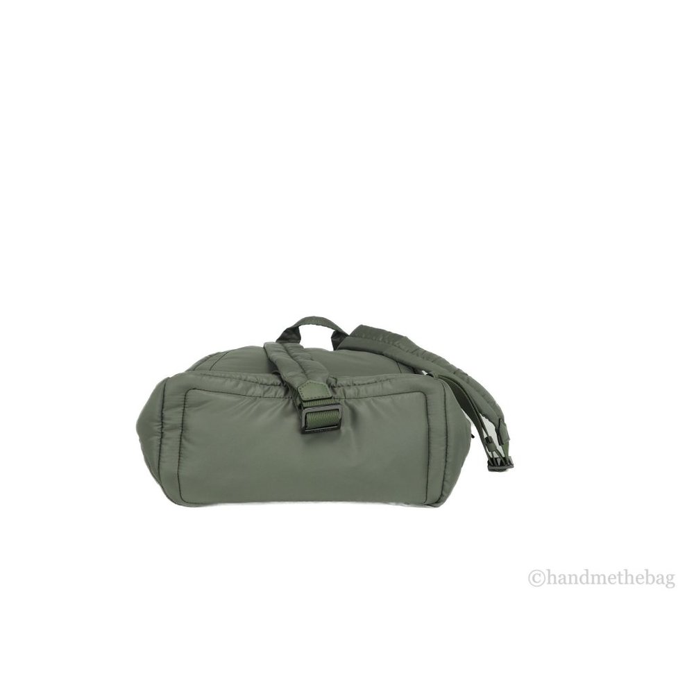 NWT Michael Kors Rae Medium Backpack Green Quilted Nylon Fabric Shoulder Bookbag - Picture 7 of 9